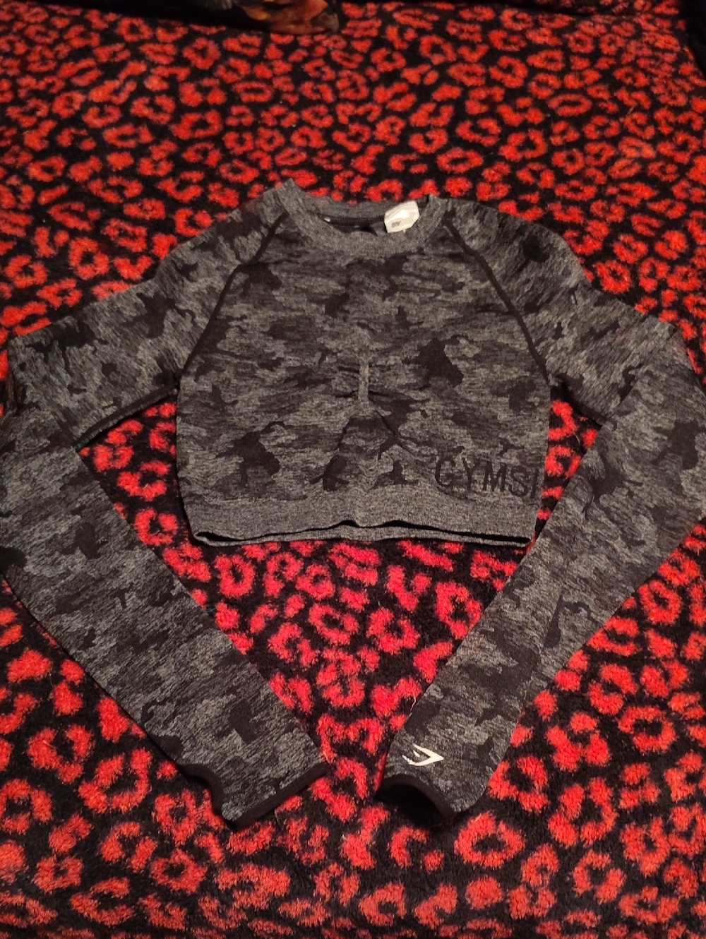 Gymshark Charcoal Camo Cropped Crew Neck Sweater